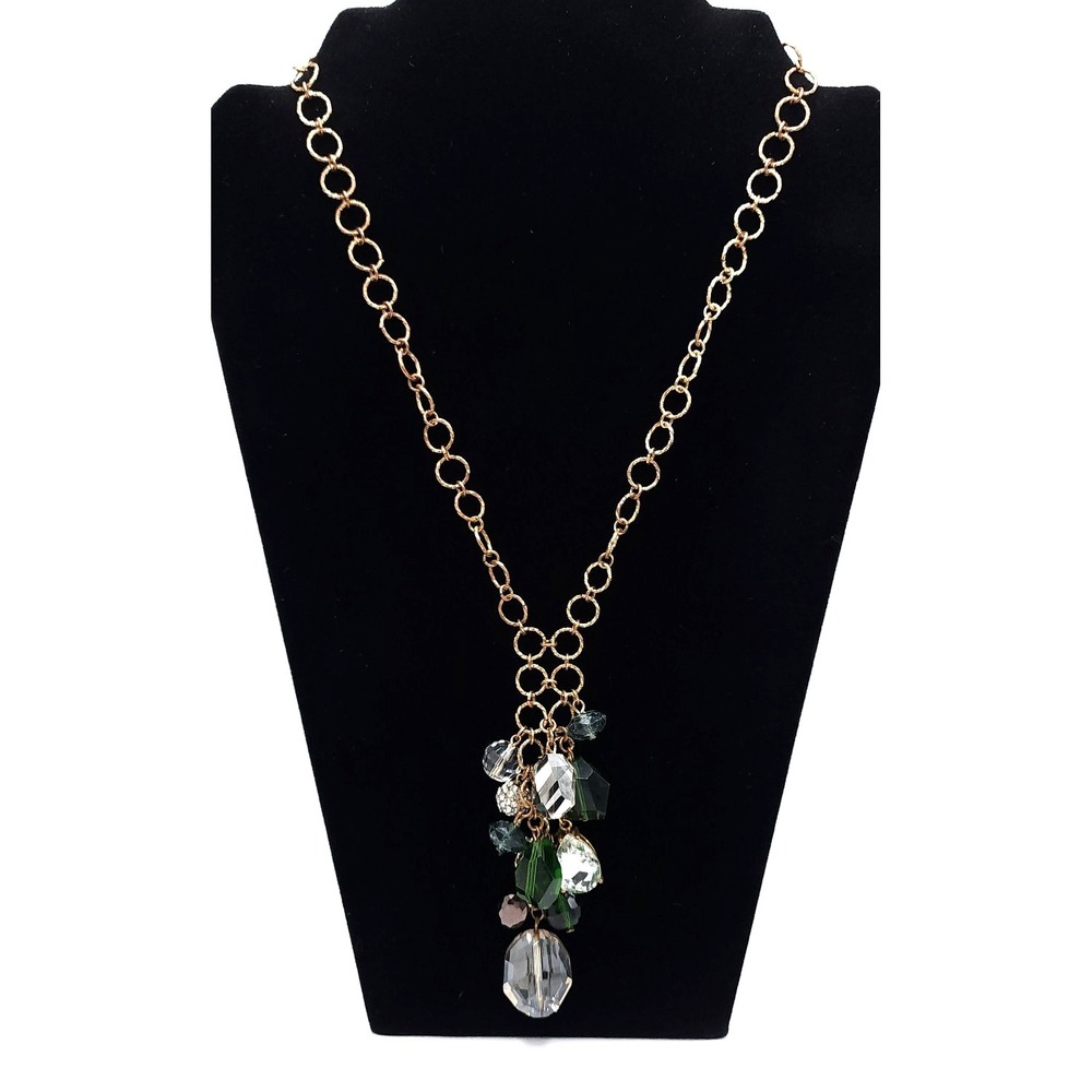 INC International Concepts Emerald Green Crystal Statement Necklace Gold